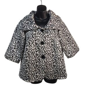 T & W Designs Jacket Women's Black Silver Metallic 3/4 Sleeve Jacket Size S